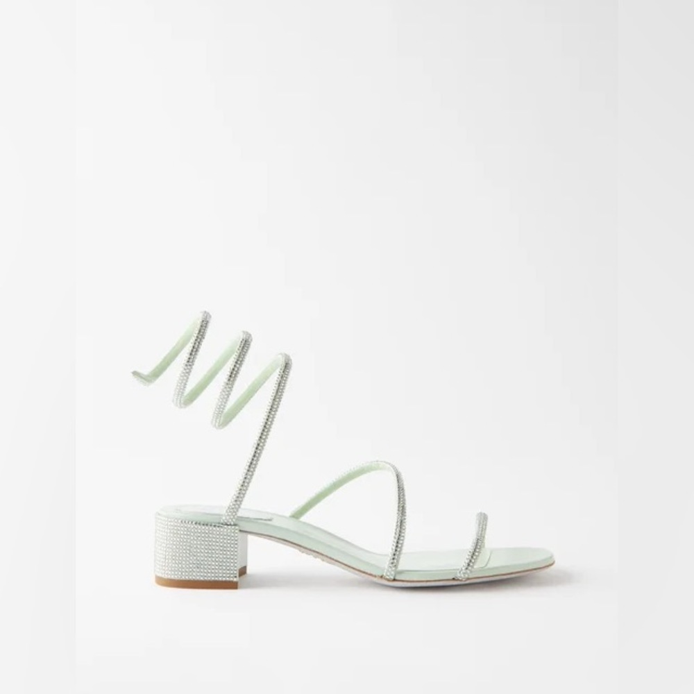 RARE! Rene Caovilla Mint Green Cleo Block Sandals